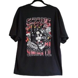Support Local 81 Sonoma County Biker Skull Skeleton Guns T-shirt  Mens XL